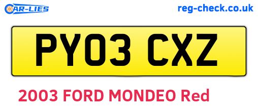 PY03CXZ are the vehicle registration plates.