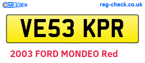 VE53KPR are the vehicle registration plates.