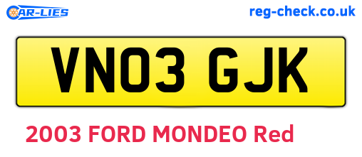 VN03GJK are the vehicle registration plates.