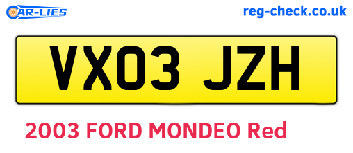 VX03JZH are the vehicle registration plates.