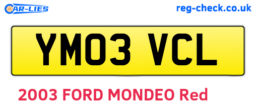 YM03VCL are the vehicle registration plates.