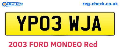 YP03WJA are the vehicle registration plates.