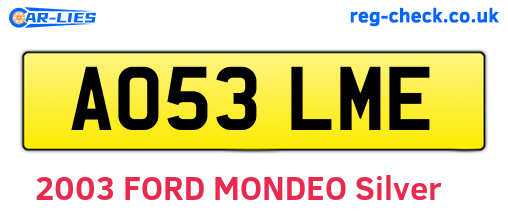 AO53LME are the vehicle registration plates.