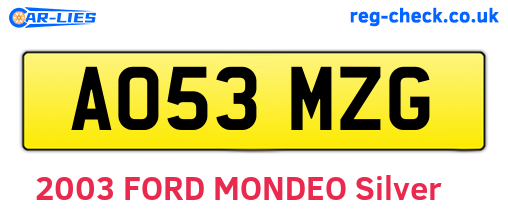 AO53MZG are the vehicle registration plates.