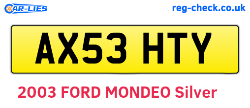 AX53HTY are the vehicle registration plates.