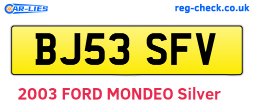 BJ53SFV are the vehicle registration plates.