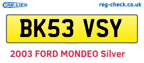 BK53VSY are the vehicle registration plates.