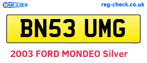 BN53UMG are the vehicle registration plates.
