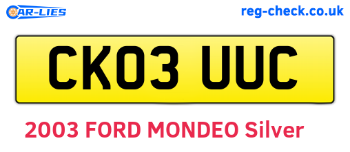 CK03UUC are the vehicle registration plates.