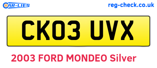 CK03UVX are the vehicle registration plates.