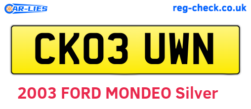 CK03UWN are the vehicle registration plates.