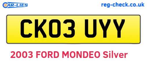 CK03UYY are the vehicle registration plates.