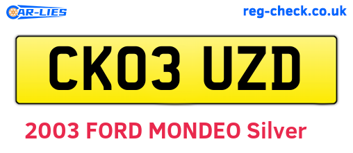CK03UZD are the vehicle registration plates.