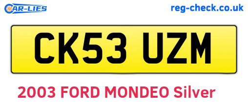 CK53UZM are the vehicle registration plates.