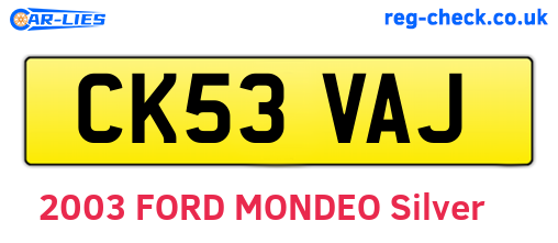 CK53VAJ are the vehicle registration plates.