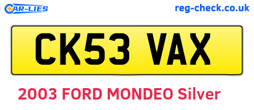 CK53VAX are the vehicle registration plates.