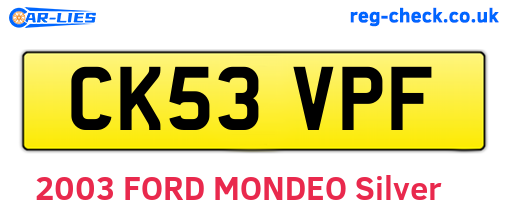 CK53VPF are the vehicle registration plates.