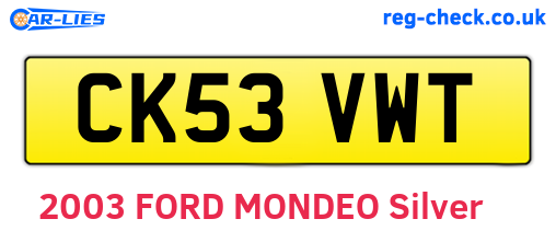 CK53VWT are the vehicle registration plates.