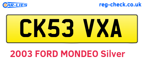 CK53VXA are the vehicle registration plates.