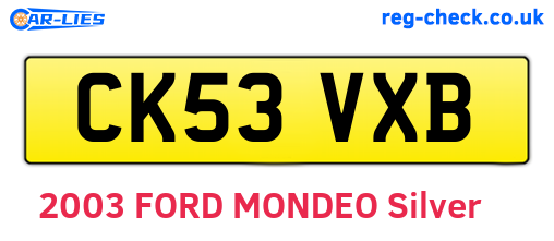 CK53VXB are the vehicle registration plates.