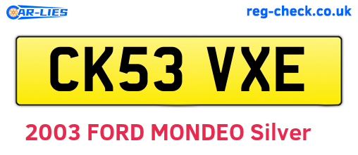 CK53VXE are the vehicle registration plates.