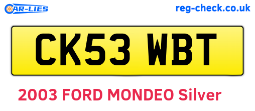 CK53WBT are the vehicle registration plates.