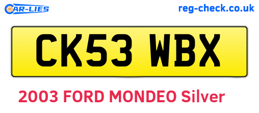 CK53WBX are the vehicle registration plates.