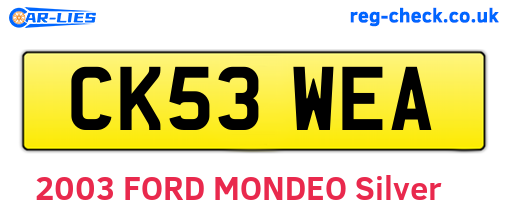 CK53WEA are the vehicle registration plates.