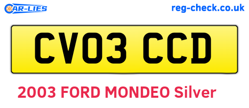 CV03CCD are the vehicle registration plates.