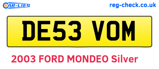 DE53VOM are the vehicle registration plates.