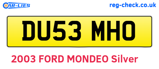 DU53MHO are the vehicle registration plates.