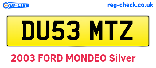DU53MTZ are the vehicle registration plates.