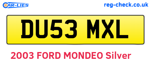 DU53MXL are the vehicle registration plates.