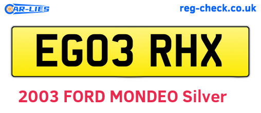 EG03RHX are the vehicle registration plates.