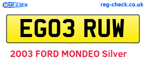 EG03RUW are the vehicle registration plates.