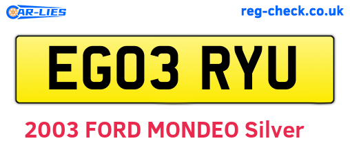 EG03RYU are the vehicle registration plates.