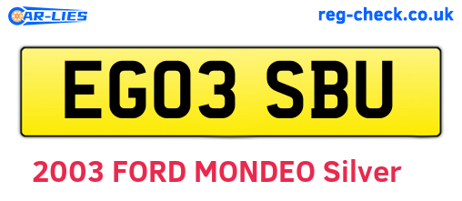 EG03SBU are the vehicle registration plates.