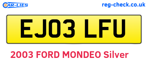 EJ03LFU are the vehicle registration plates.