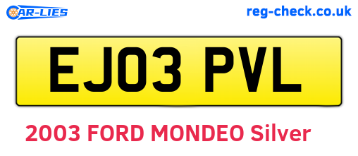 EJ03PVL are the vehicle registration plates.