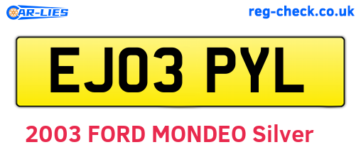 EJ03PYL are the vehicle registration plates.