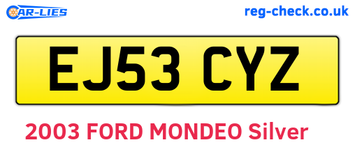 EJ53CYZ are the vehicle registration plates.