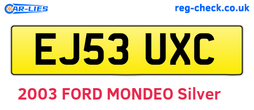 EJ53UXC are the vehicle registration plates.