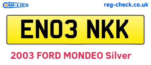 EN03NKK are the vehicle registration plates.