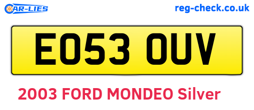 EO53OUV are the vehicle registration plates.