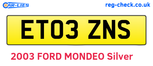 ET03ZNS are the vehicle registration plates.