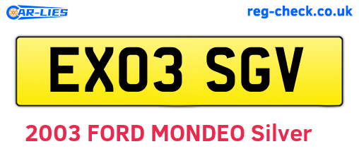 EX03SGV are the vehicle registration plates.