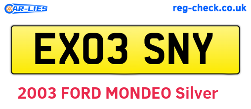 EX03SNY are the vehicle registration plates.