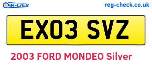 EX03SVZ are the vehicle registration plates.