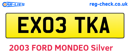 EX03TKA are the vehicle registration plates.