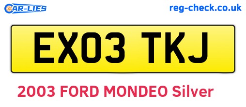 EX03TKJ are the vehicle registration plates.